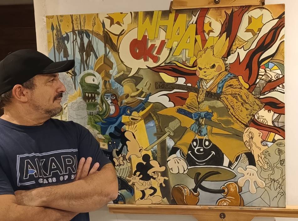 Smartphones capturing a scenic wildflower meadow with trees